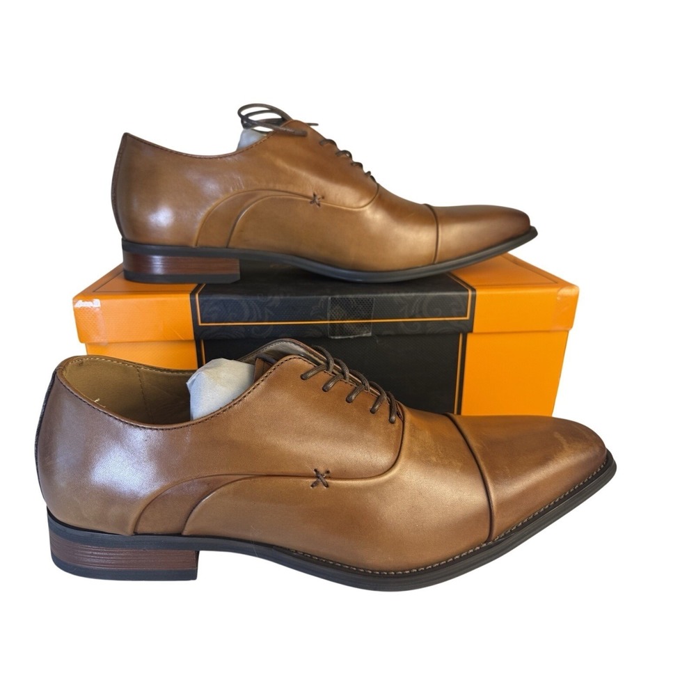 Oxford Dress Shoes Mens 13 Cognac Cap Toe La Milano Winn Lace Up